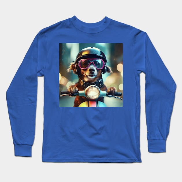 Scooter Dog Long Sleeve T-Shirt by CreativePhil